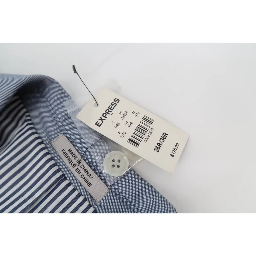 Express Blazer Mens 36R Blue Nailhead Photographer Fitted Suit Jacket NEW‎